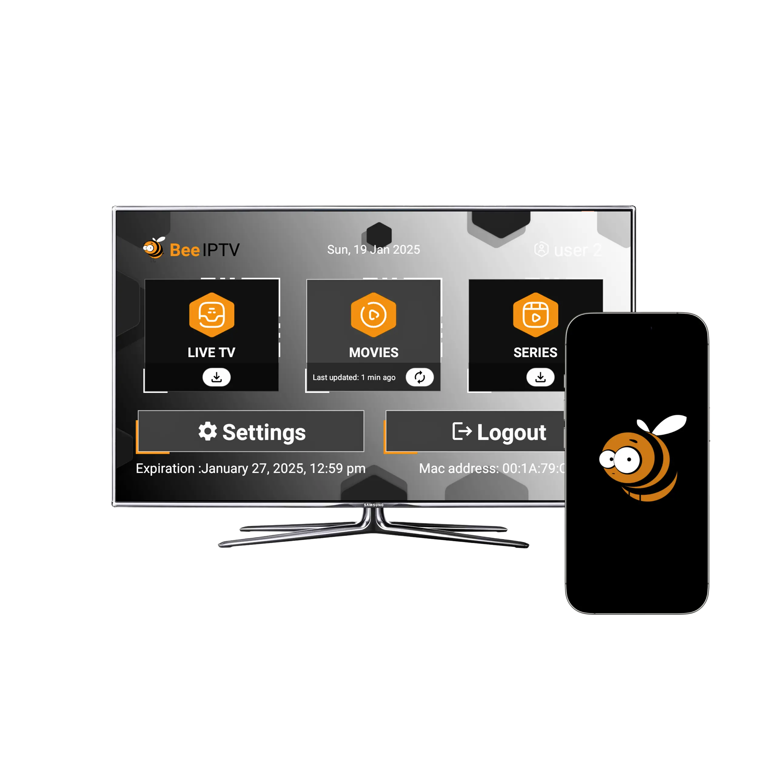 BeeIPTV app interface